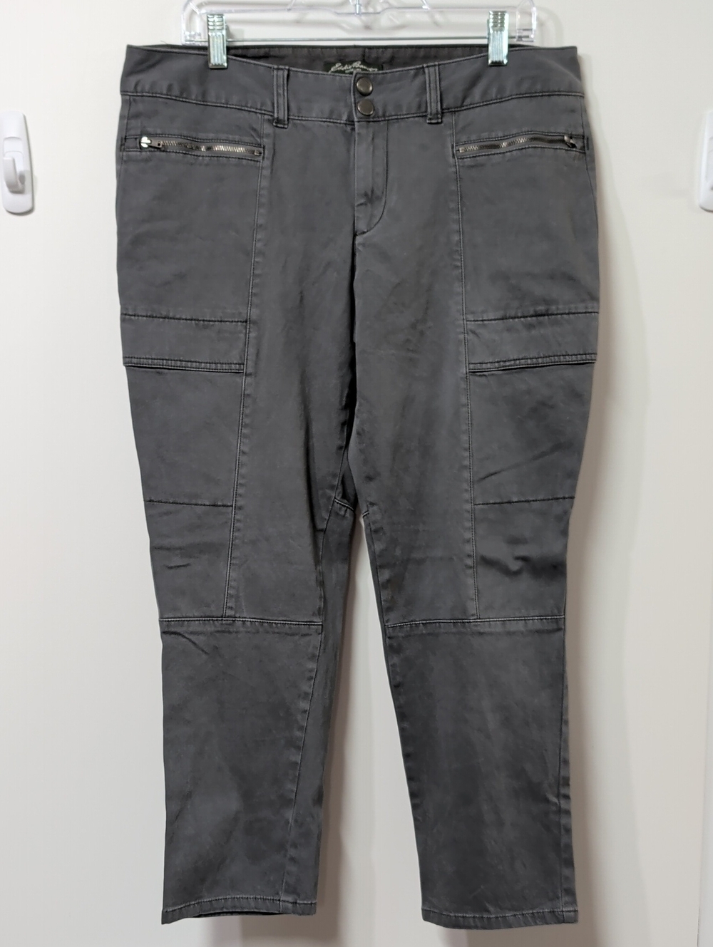 Eddie Bauer Charcoal Gray Slightly Curvy Skinny Moto Cargo Pants